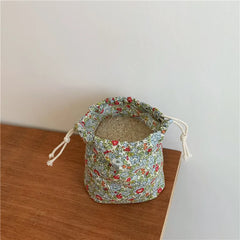 Japanese Floral Drawstring Bag Cotton Fabric Christmas Gift Bag