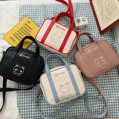Japanese Lolita Style Girls Bags PU Leather Embroidered Bookbag