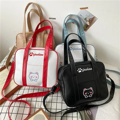 Japanese Lolita Style Girls Bags PU Leather Embroidered Bookbag
