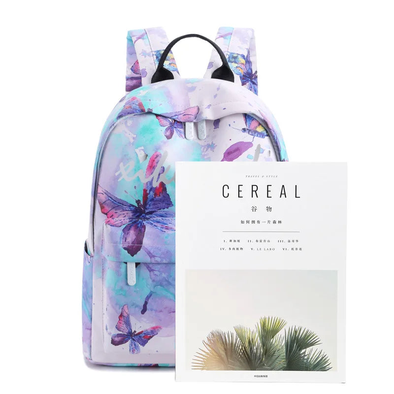 Harajuku Butterfly Backpack Women Waterproof Nylon Summer Bagpack