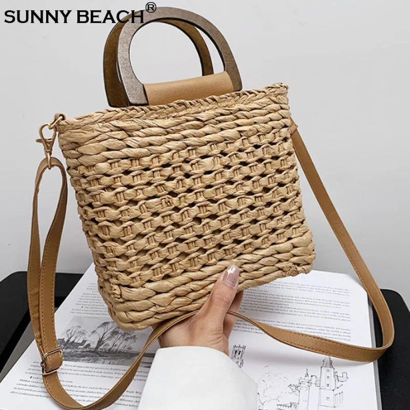 Straw Single Shoulder Bag Woven Beach Handbag