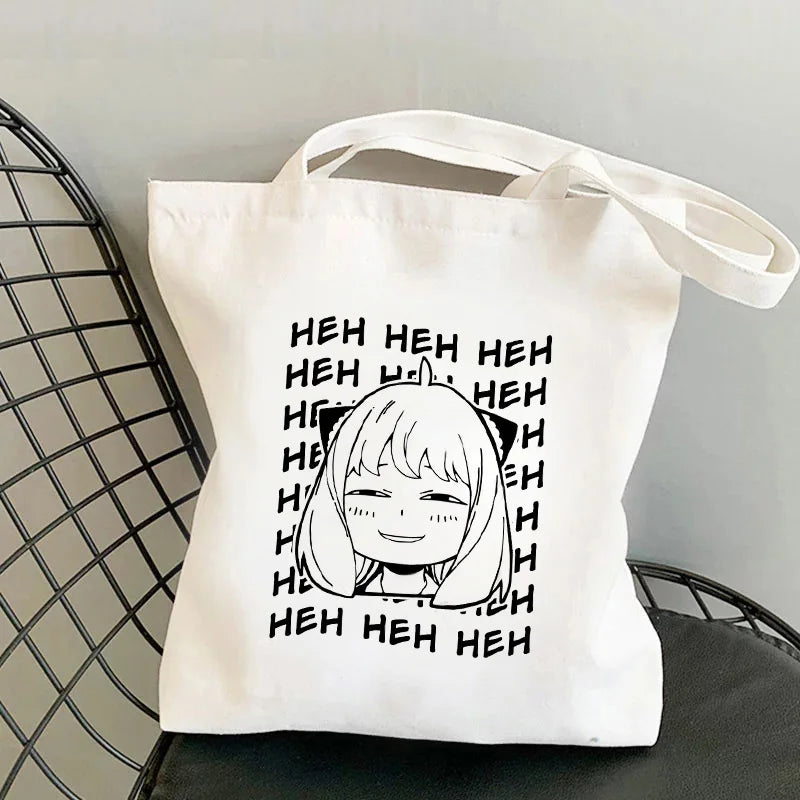 Anime SPYFAMILY Tote Bag Harajuku Spy x Family Canvas Anya Smug Shoulder Bag