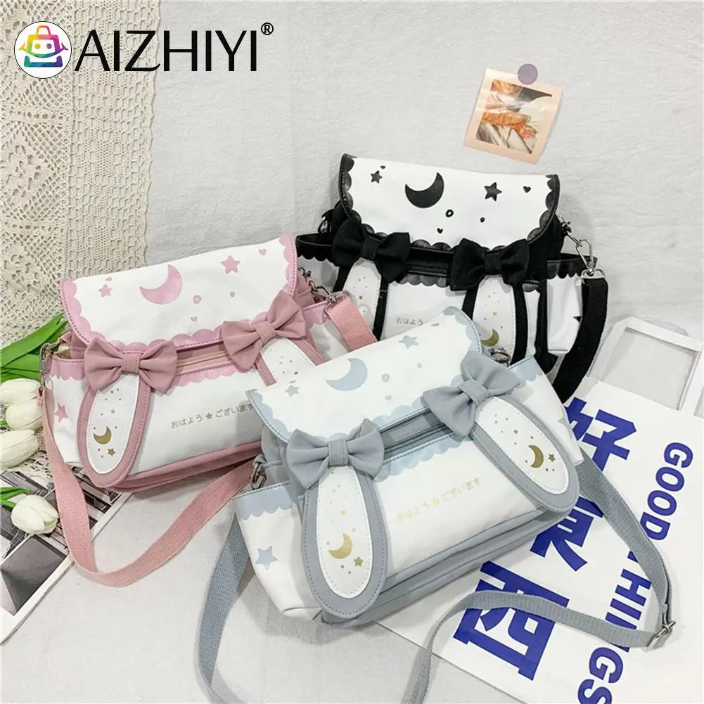 Japanese Anime Shoulder Bag Moon Star Bow Ties Satchel for Women