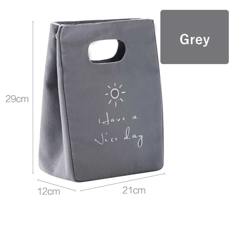 Japanese Canvas Insulation Lunch Bag - Large Capacity