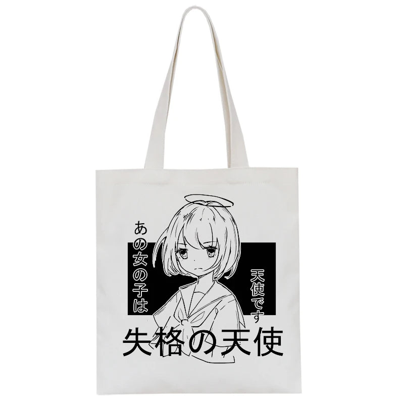 Japanese Anime Shoulder Bag Vintage Canvas Handbag Y2K Goth Punk