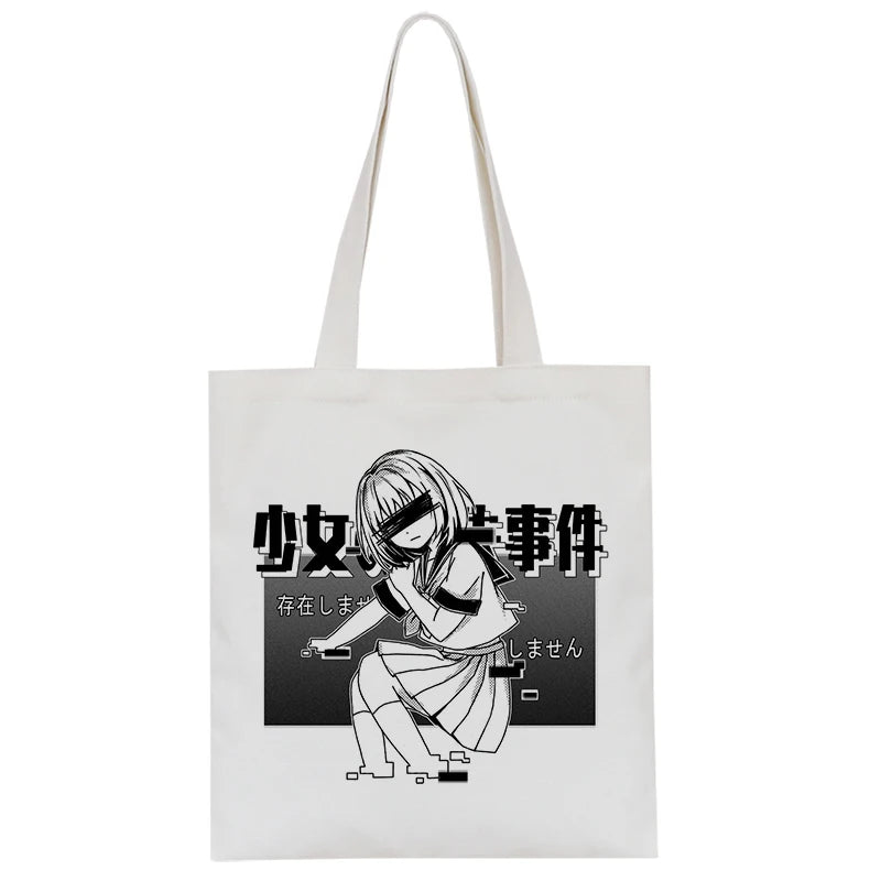 Japanese Anime Shoulder Bag Vintage Canvas Handbag Y2K Goth Punk
