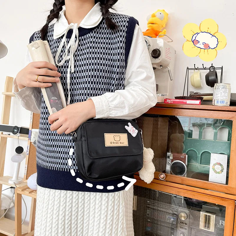 Japanese Little Bear Soft Girl Crossbody Bag Funny Personality Student Small Bag