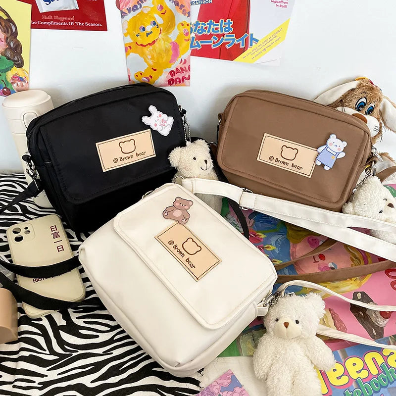 Japanese Little Bear Soft Girl Crossbody Bag Funny Personality Student Small Bag