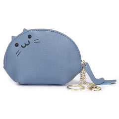 Japanese Student Mini Leather Wallet Zipper Thin Cartoon Animal Key Ring
