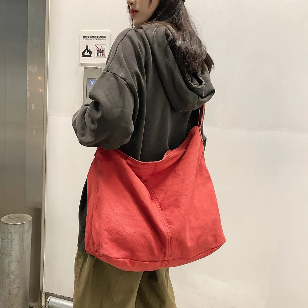 Japanese Harajuku Canvas Messenger Bag Retro Handbag Soft Pockets