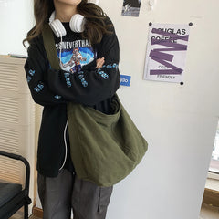 Japanese Harajuku Canvas Messenger Bag Retro Handbag Soft Pockets