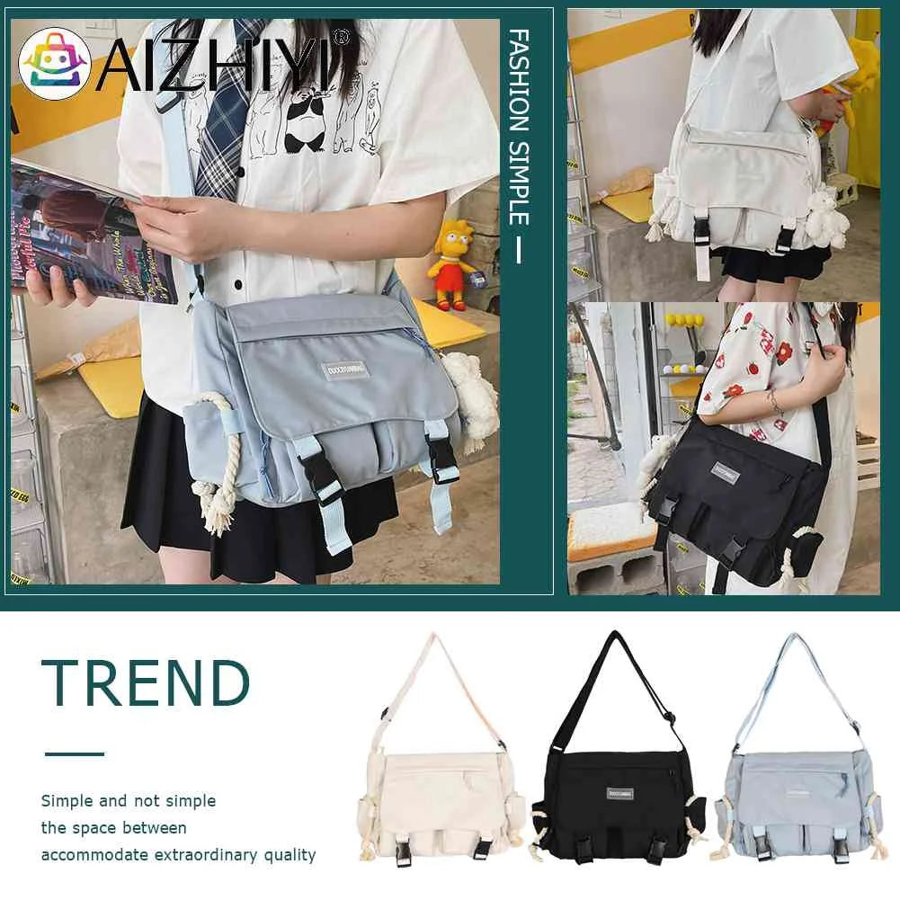 Japanese Harajuku Crossbody Bag Nylon Messenger Pouch Soft Student Tutorial