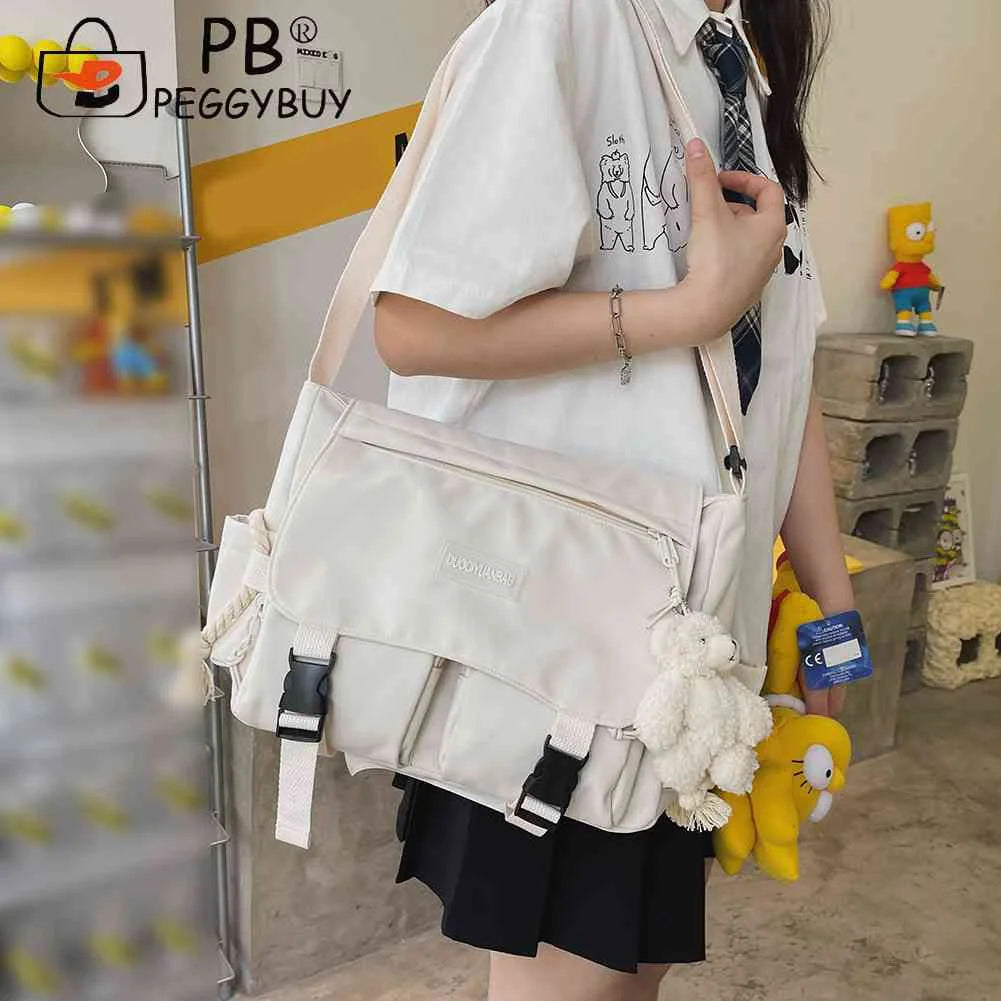 Japanese Harajuku Crossbody Bag Nylon Messenger Pouch for Travel