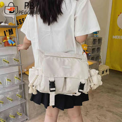 Japanese Harajuku Crossbody Bag Nylon Messenger Pouch for Travel