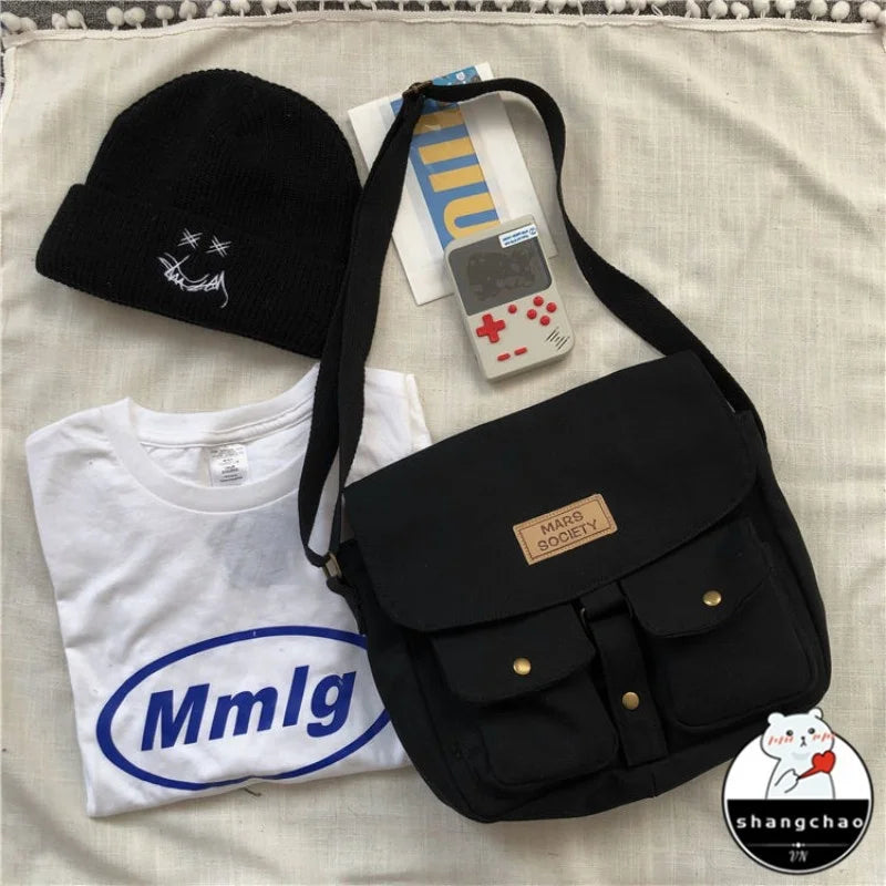 Japanese Harajuku Style Tooling Messenger Bag Canvas Messenger Bags