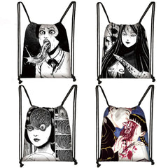 Japanese Horror Manga Backpack Canvas Drawstring Bag