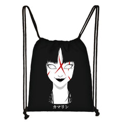 Japanese Horror Manga Backpack Canvas Drawstring Bag