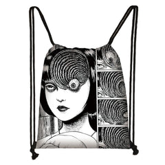 Japanese Horror Manga Backpack Canvas Drawstring Bag