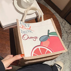Japanese Linen Canvas Bag Small Fresh Handbag For Girls Portable Shopping Tote B
