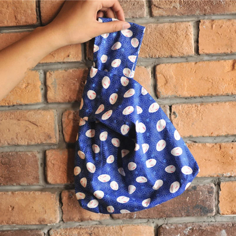 Japanese Mini Knot Wrist Bag Cherry Blossoms Pattern Purses Handbags