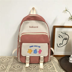 Japanese Mochila Laptop Nylon Backpacks Solid Printing Child School Bags