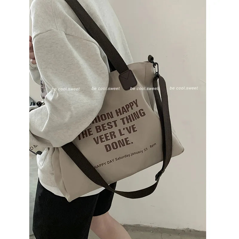 Japanese Multi-pocket Tote Bag Canvas Handbag Shoulder Crossbody