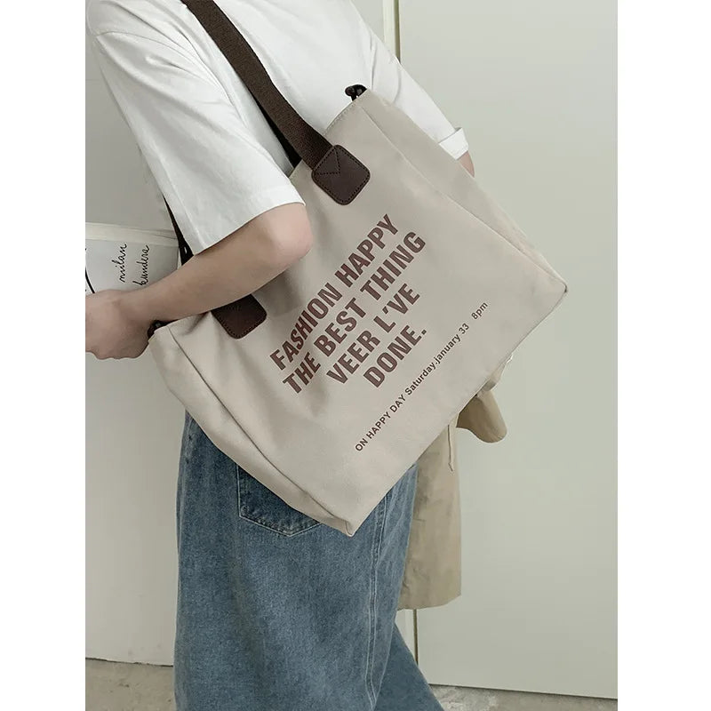 Japanese Multi-pocket Tote Bag Canvas Handbag Shoulder Crossbody