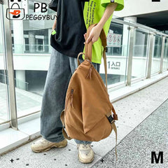 Japanese Canvas Travel Backpack Solid Casual Large-Capacity School Bag