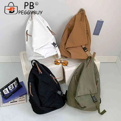 Japanese Canvas Travel Backpack Solid Casual Large-Capacity School Bag