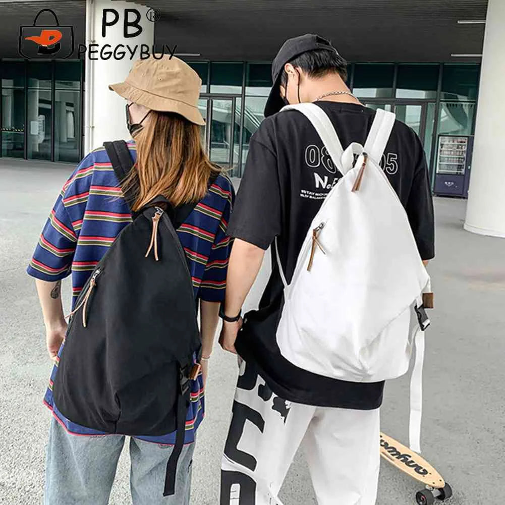 Japanese Canvas Travel Backpack Solid Casual Large-Capacity School Bag