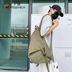 Japanese Canvas Travel Backpack Solid Casual Large-Capacity School Bag