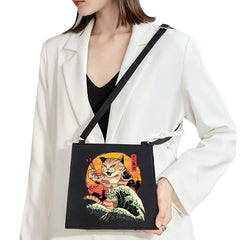 Japanese Diagonal Bag Funny Cat Pattern Woman Shoulder Bag