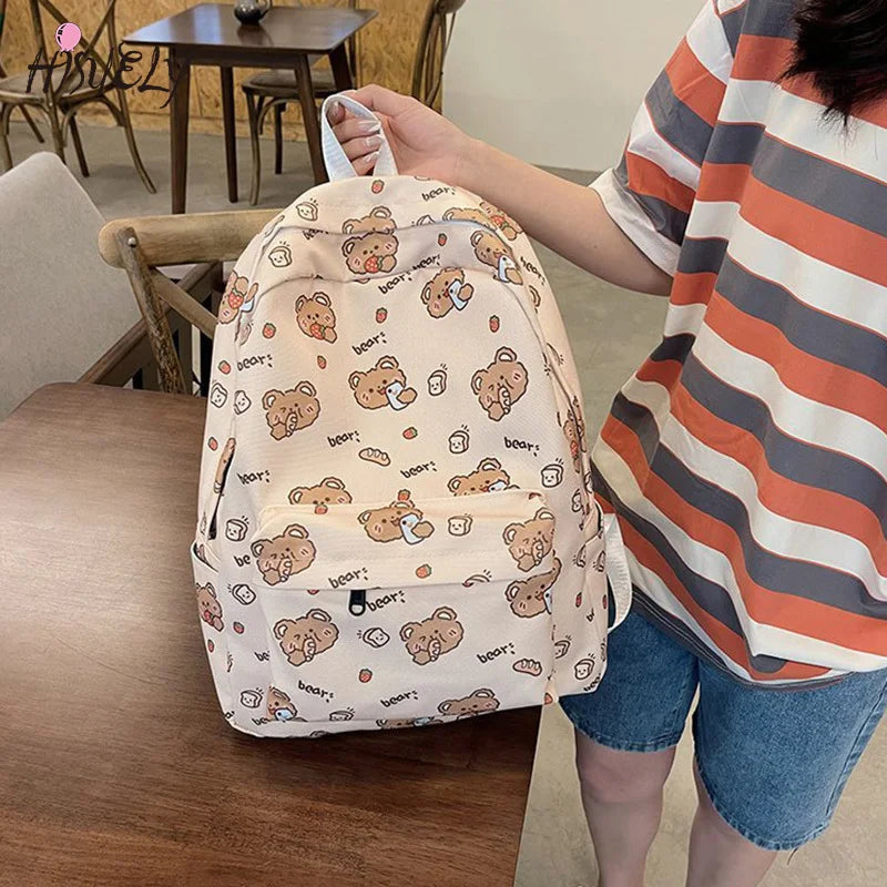 Japanese Funny Print Women Backpack Travel Shoulder Bag