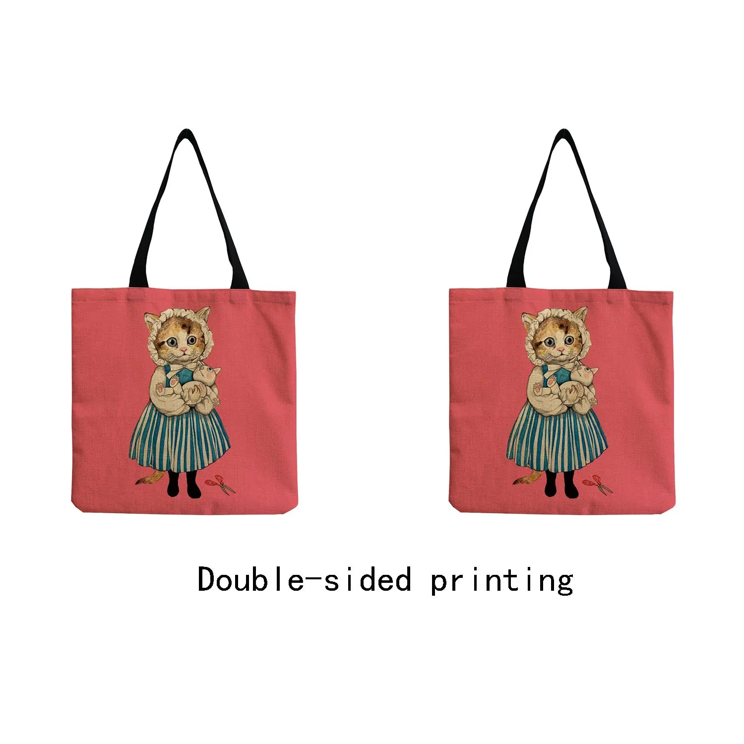 Cat Girl Print Handbag Shoulder Bag Outdoor Tote Foldable Shopping Bag