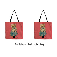 Cat Girl Print Handbag Shoulder Bag Outdoor Tote Foldable Shopping Bag