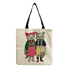 Cat Girl Print Handbag Shoulder Bag Outdoor Tote Foldable Shopping Bag