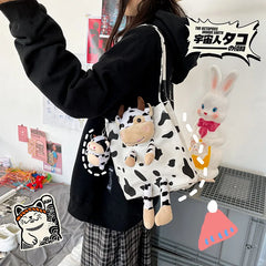 Japanese Style Ins Harajuku Cow Doll Women's Handbags Shoulder Bag