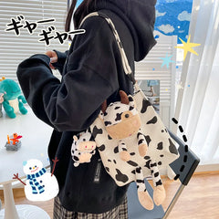 Japanese Style Ins Harajuku Cow Doll Women's Handbags Shoulder Bag