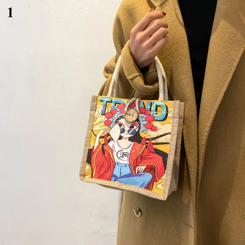 Japanese Style Lunch Bag Canvas Lunch Box Picnic Tote Small Handbag Pouch