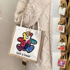 Japanese Style Lunch Bag Canvas Lunch Box Picnic Tote Small Handbag Pouch
