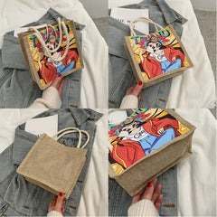 Japanese Style Lunch Bag Canvas Lunch Box Picnic Tote Small Handbag Pouch