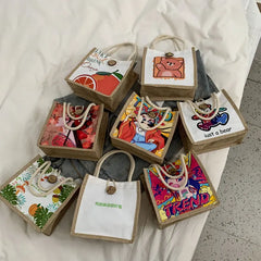 Japanese Style Lunch Bag Canvas Lunch Box Picnic Tote Small Handbag Pouch