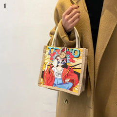 Japanese Style Lunch Bag Canvas Lunch Box Picnic Tote Small Handbag Pouch