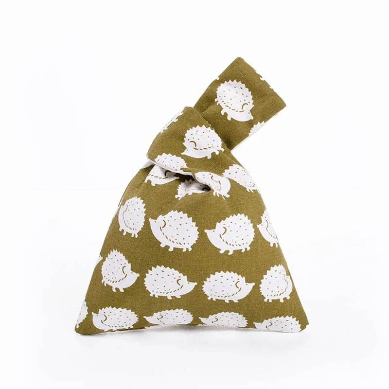 Japanese Style Cotton Knot Wrist Bag Top Handle Tote Purses