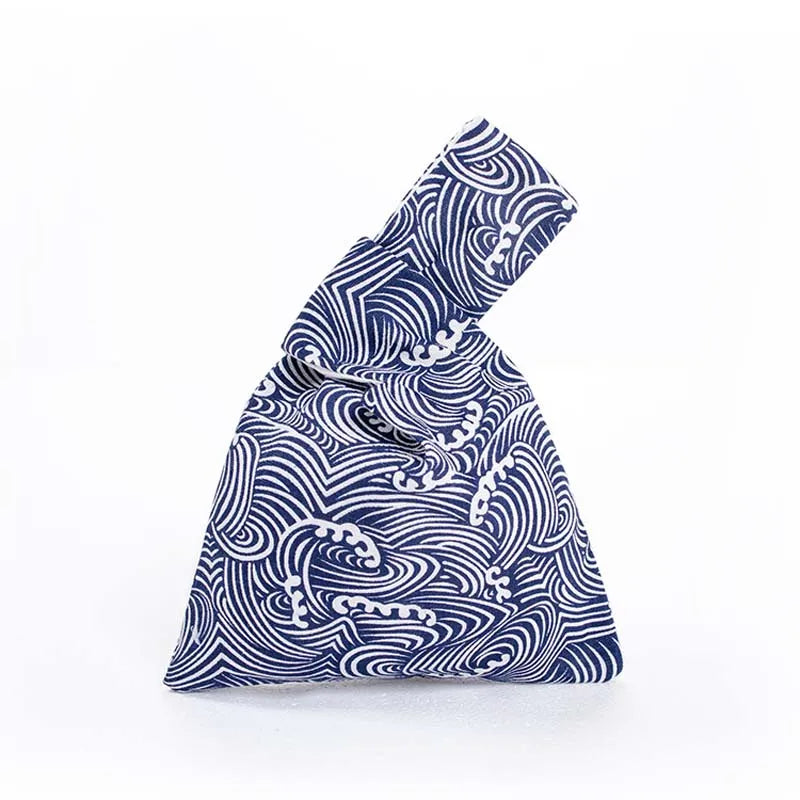 Japanese Style Cotton Knot Wrist Bag Top Handle Tote Purses