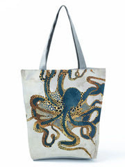 Japanese Style Octopus Graphic Tote Bag for Women