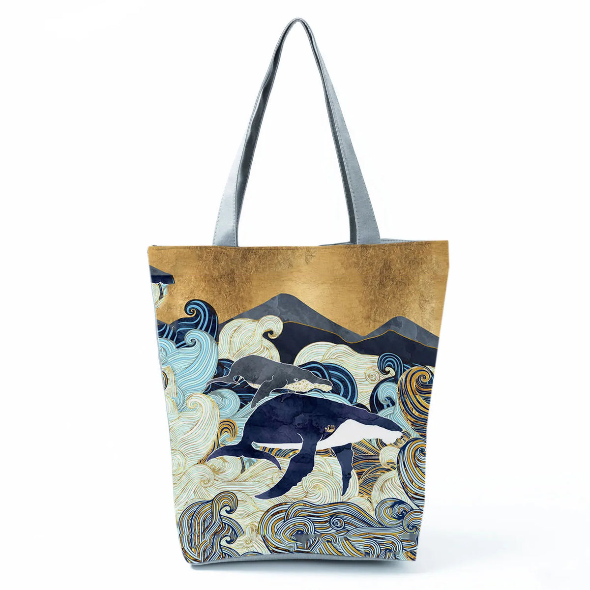 Japanese Ukiyo Dolphin Shoulder Bag Eco-Friendly Tote