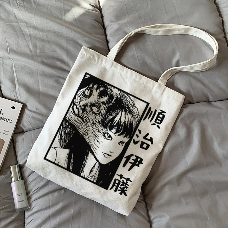 Japanese Tomie Female Bag Harajuku Gothic Canvas Horror Cartoon Shopper