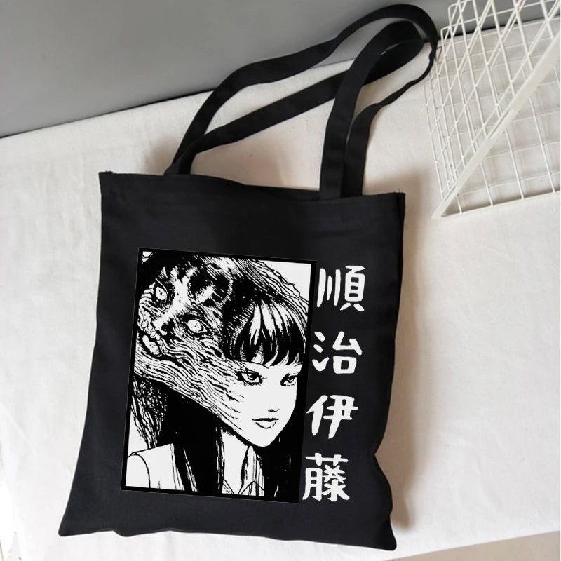Japanese Tomie Female Bag Harajuku Gothic Canvas Horror Cartoon Shopper
