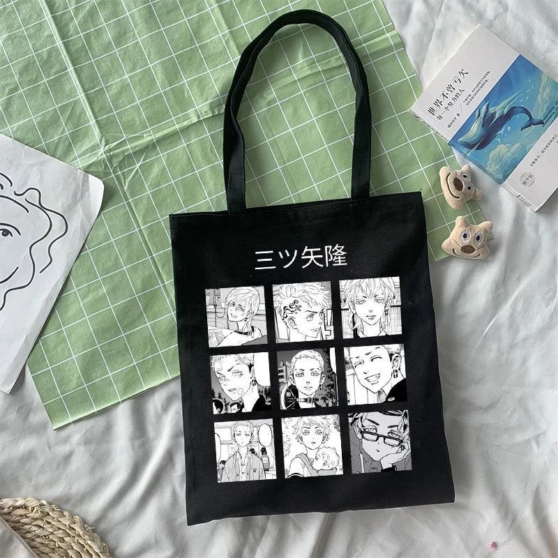 Y2K Tokyo Avenger Print Canvas Bag Goth Punk Women Shoulder Bag
